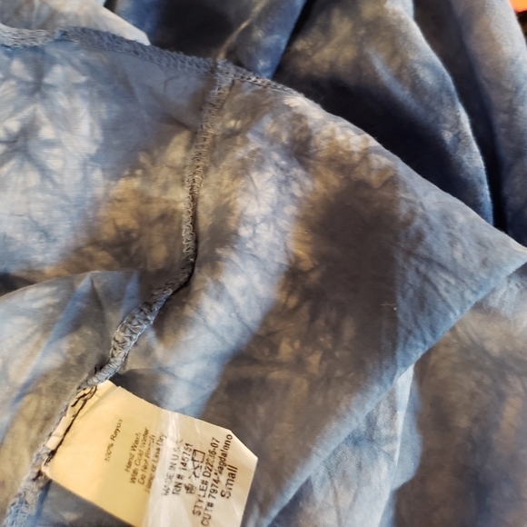 Peach Love California Dress Tie Dye Blue Shirt Dress Small Sleeveless Rayon - Picture 2 of 5